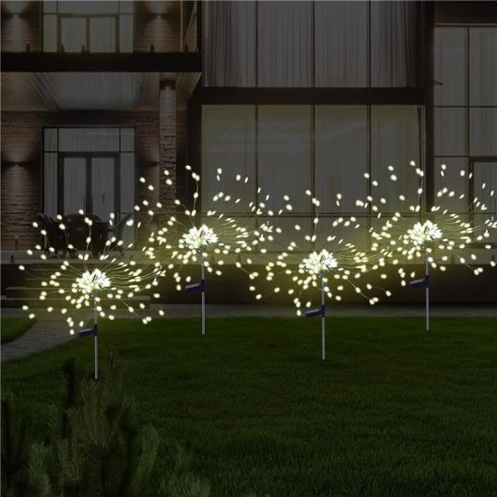 4 Pcs Solar Garden Light Outdoor,175 LED Solar Firework Lights for Yard, 2 modes